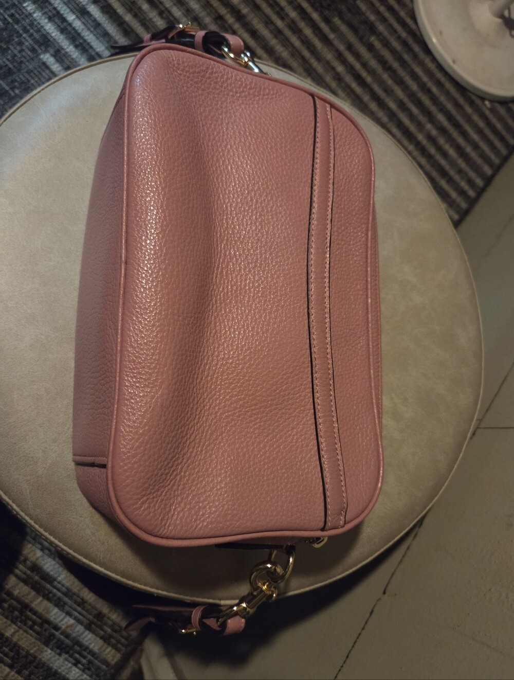 Coach Jes C5805 Pink Gold Pebbled Leather Camera Crossbody Bag Reversible Strap - Picture 14 of 16
